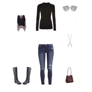 Black and Pink Poncho